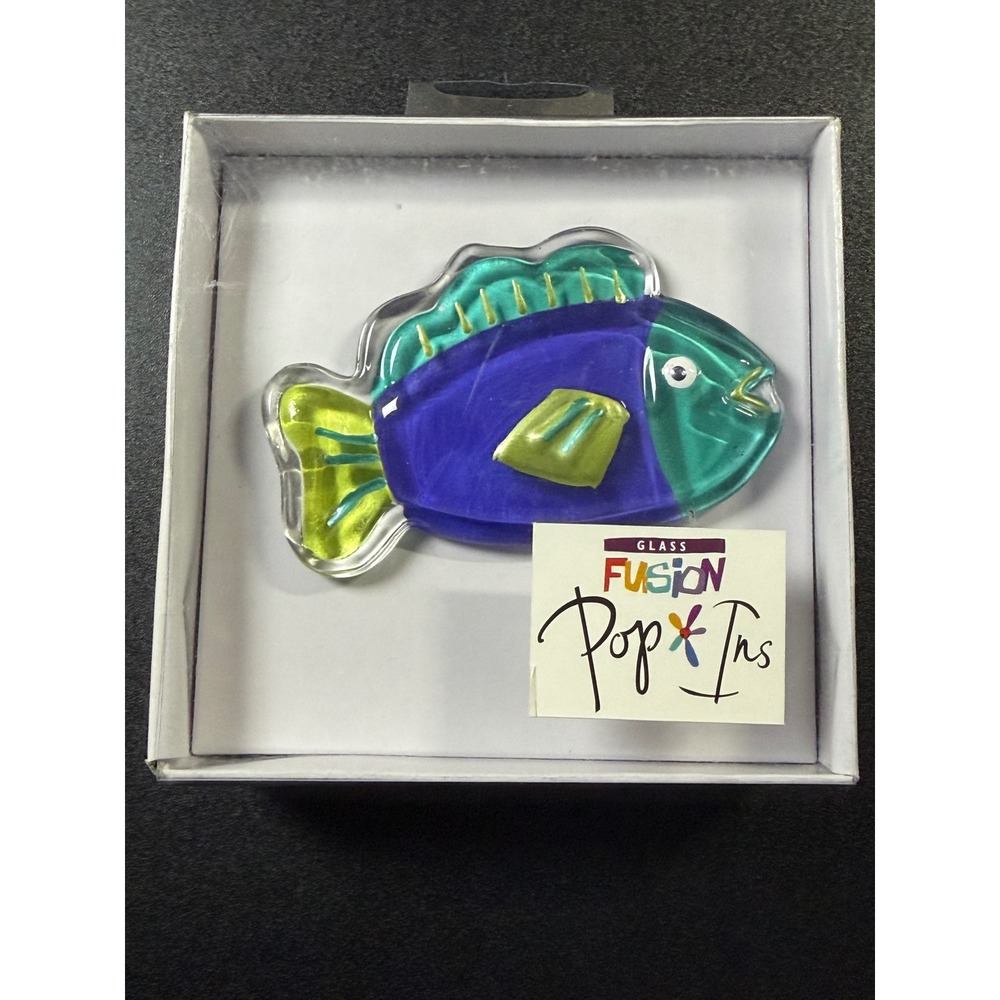 Demdaco Glass Fusion Pop-Ins Lori Siebert Tropical Fish Glass Token J8